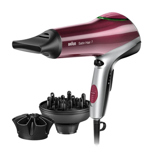 Braun Satin Hair 7 Hair Dryer – 2000W Professional Ionic Hair Styler with Cool Shot, 2 Heat & Speed Settings, Concentrator Nozzle, Lightweight Design – International Warranty – HD770