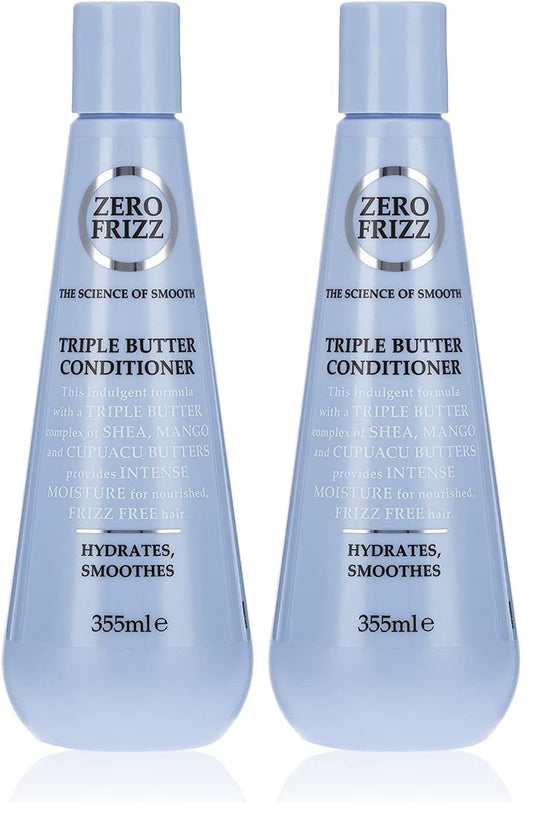 Zero Frizz Triple Butter Conditioner for Frizzy Hair - 355 ml (Pack of 2)