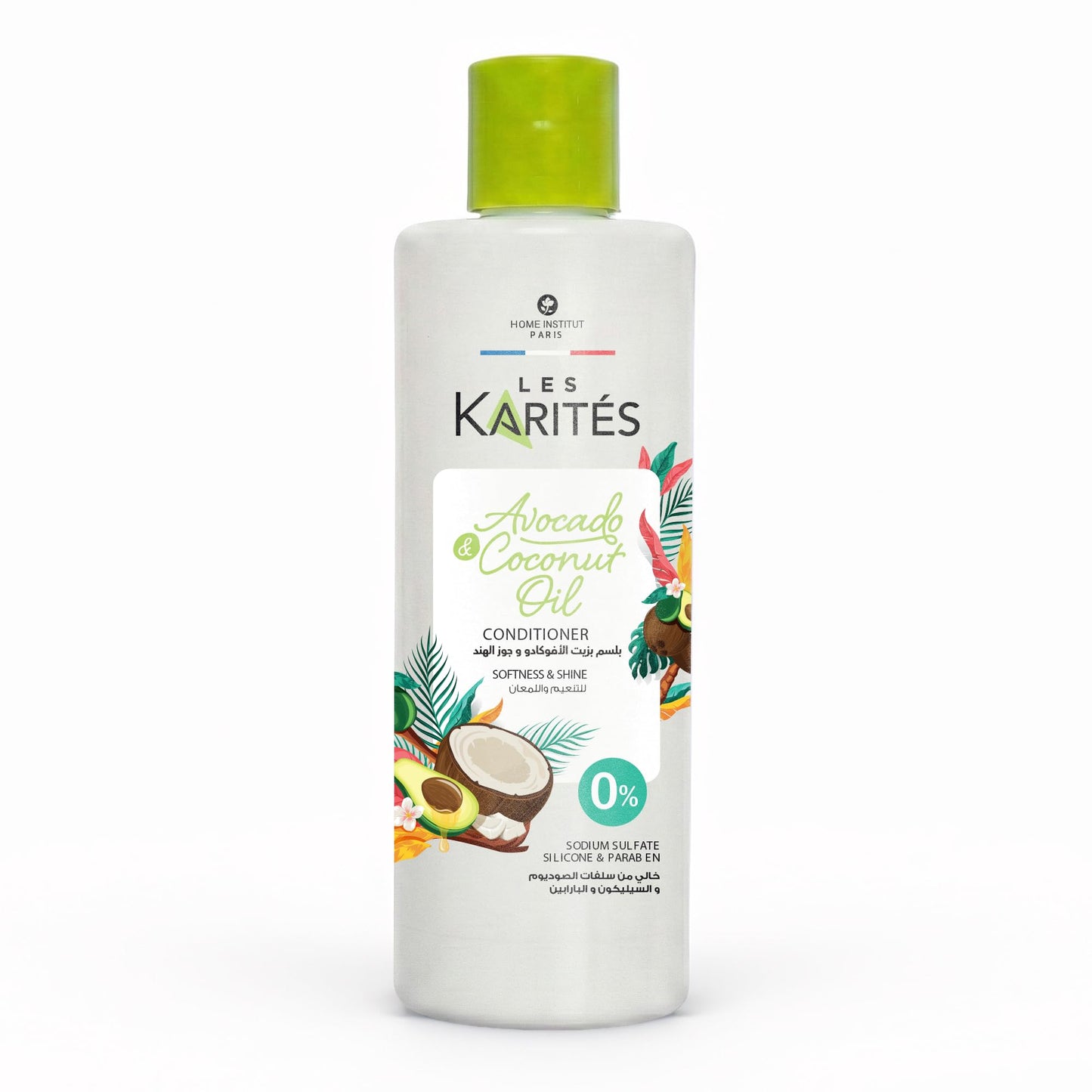 Les Karités Softness & Shine Conditioner (400ml) - Avocado & Coconut Oil - With Shea Butter & Jojoba - Silicone Free - Instant Detangling & Radiant Shine