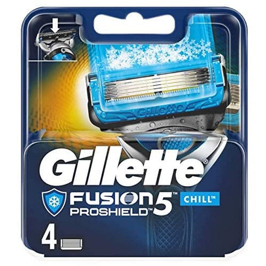 Gillette Fusion5 ProShield Chill Razor Blade Refills for Men, Pack of 4 Cartridges, Lubrication Before & After Blades with Cooling, Fits All Fusion5 Razor Handles – Pack of 4