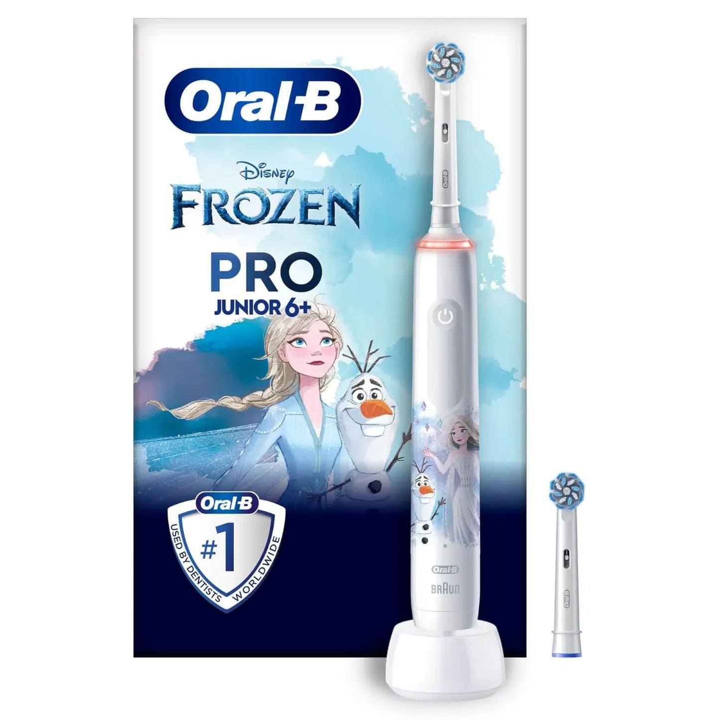 Oral-B Pro Junior1 Frozen Handle, 2 Electric Toothbrush Heads 6 Years and Up