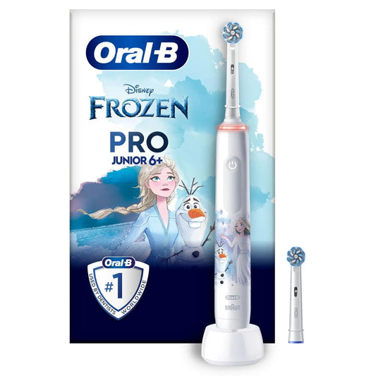 Oral-B Pro Junior1 Frozen Handle, 2 Electric Toothbrush Heads 6 Years and Up