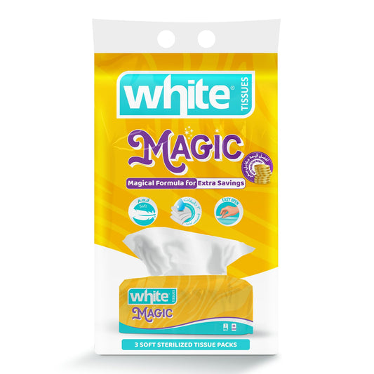 White Magic Flexi Facial Tissues – 480 Sheets; 3Ply, Pack of 3 | Ultra-Soft, Flexible & Strong for Everyday Use; Long-Lasting Convenience