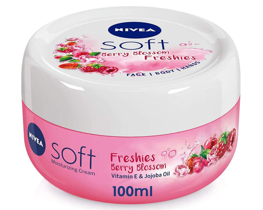 NIVEA Moisturising Cream, Soft Freshies Refreshing Berry Blossom, Jar 100ml