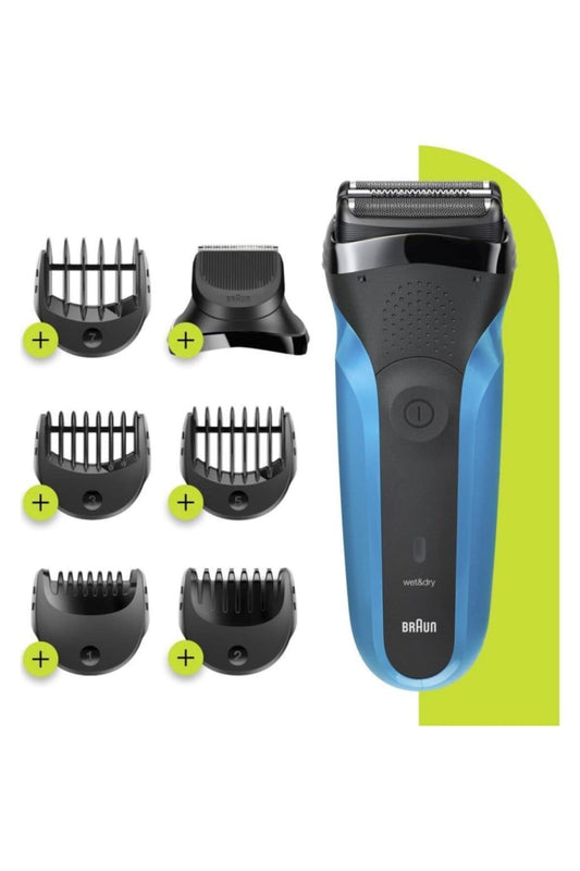Braun Series 3 Shave&Style 310BT Wet & Dry Shaver with Trimmer Head and 5 Combs, Black/Blue – 310BT