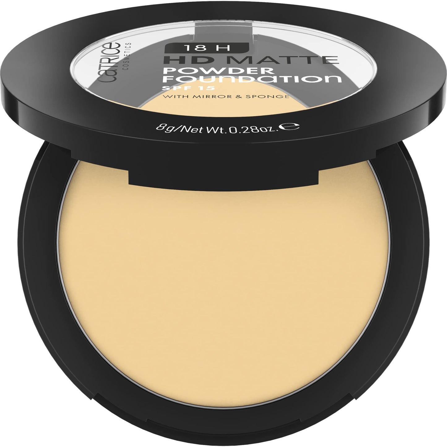 Catrice 18H HD Matte Powder Foundation, No. 012W, Nude, Long-Lasting, Mattifying, Matte, for Blemished Skin, Vegan, Oil-Free, UVA and UVB Filter + SPF 15, No Perfume, Pack of 1 (8 g)