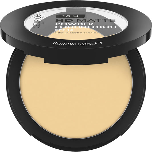 Catrice 18H HD Matte Powder Foundation, No. 012W, Nude, Long-Lasting, Mattifying, Matte, for Blemished Skin, Vegan, Oil-Free, UVA and UVB Filter + SPF 15, No Perfume, Pack of 1 (8 g)