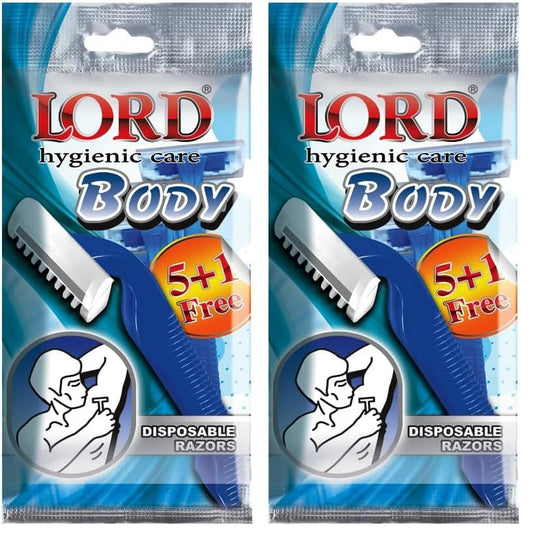 Lord Set Of 5+1 Disposable Razors Single Blade For Body Shaving (Pack of 2)