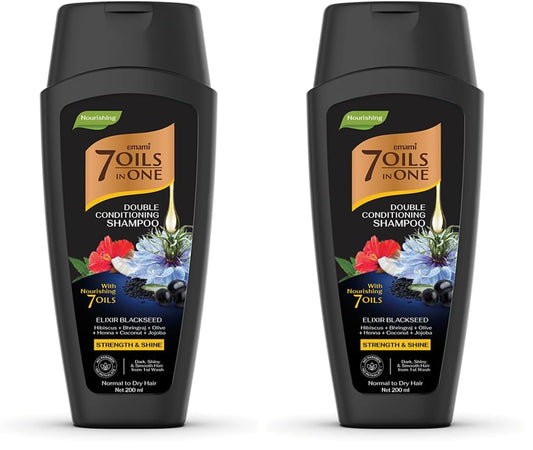 Emami 7 Oils in One Double Conditioning Shampoo Elixir Black seed 200 ML (Pack of 2)