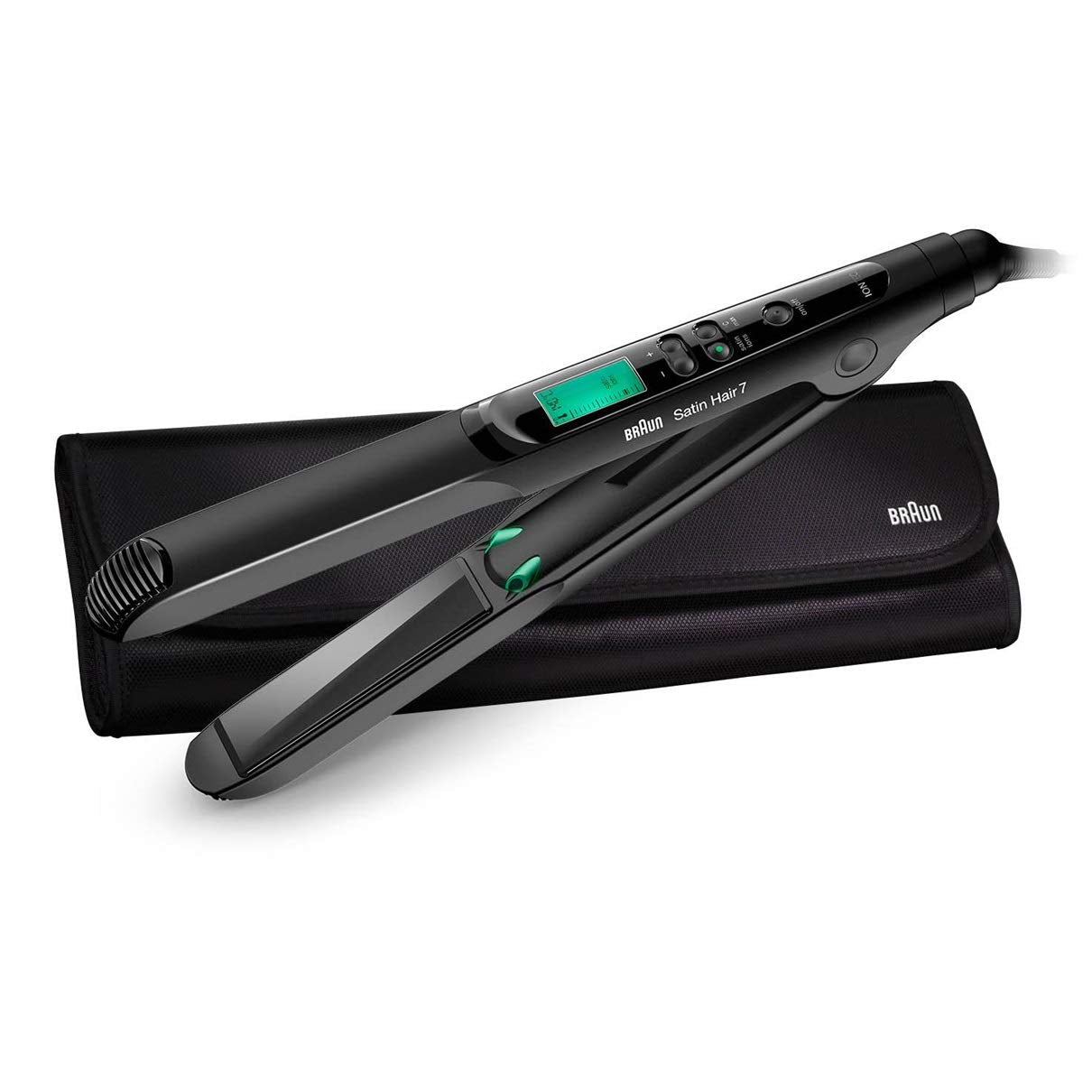 Braun Satin Hair 7 ST730 Hair Straightener with IONTEC Technology, Ceramic Floating Plates, Anti-Frizz, Precise Temperature Control, Auto Shut-Off, for Smooth and Shiny Hair – International Warranty