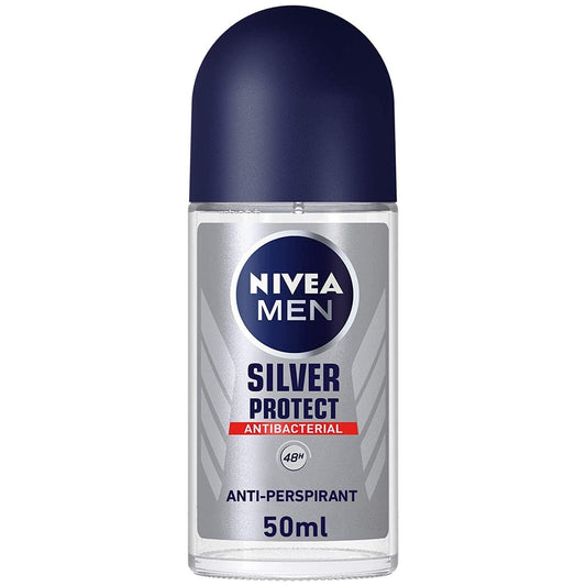 NIVEA MEN Silver Protect, Antiperspirant for Men, Antibacterial Protection, Roll-on 50ml