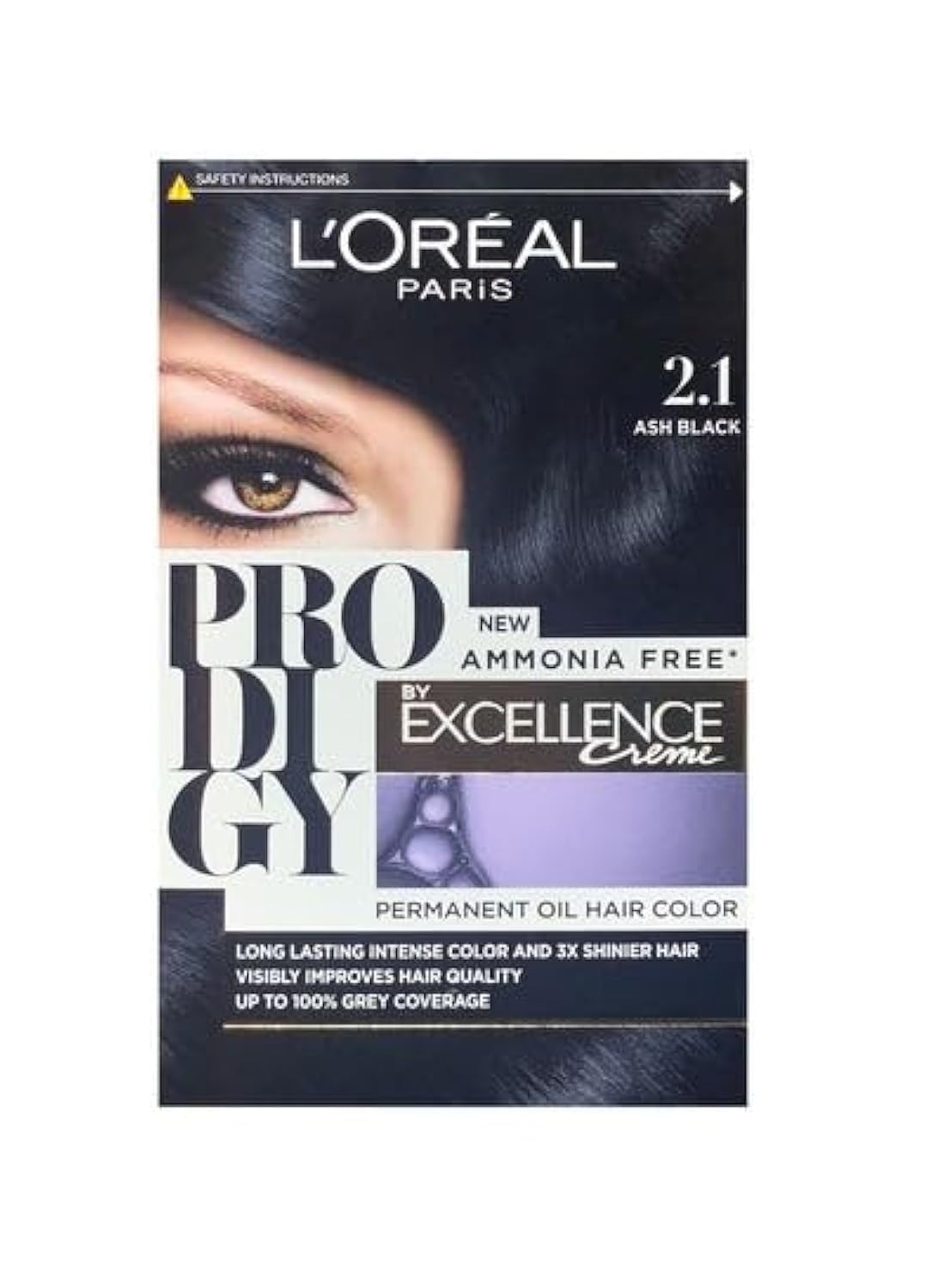 L'Oreal Prodigy Permanent Oil Hair Color, 2.10 Ash Black