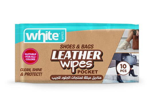 White Leather Shoe Wipes – 10pcs Pocket Size | Instant Shine & Care for All Leather Types & Colors