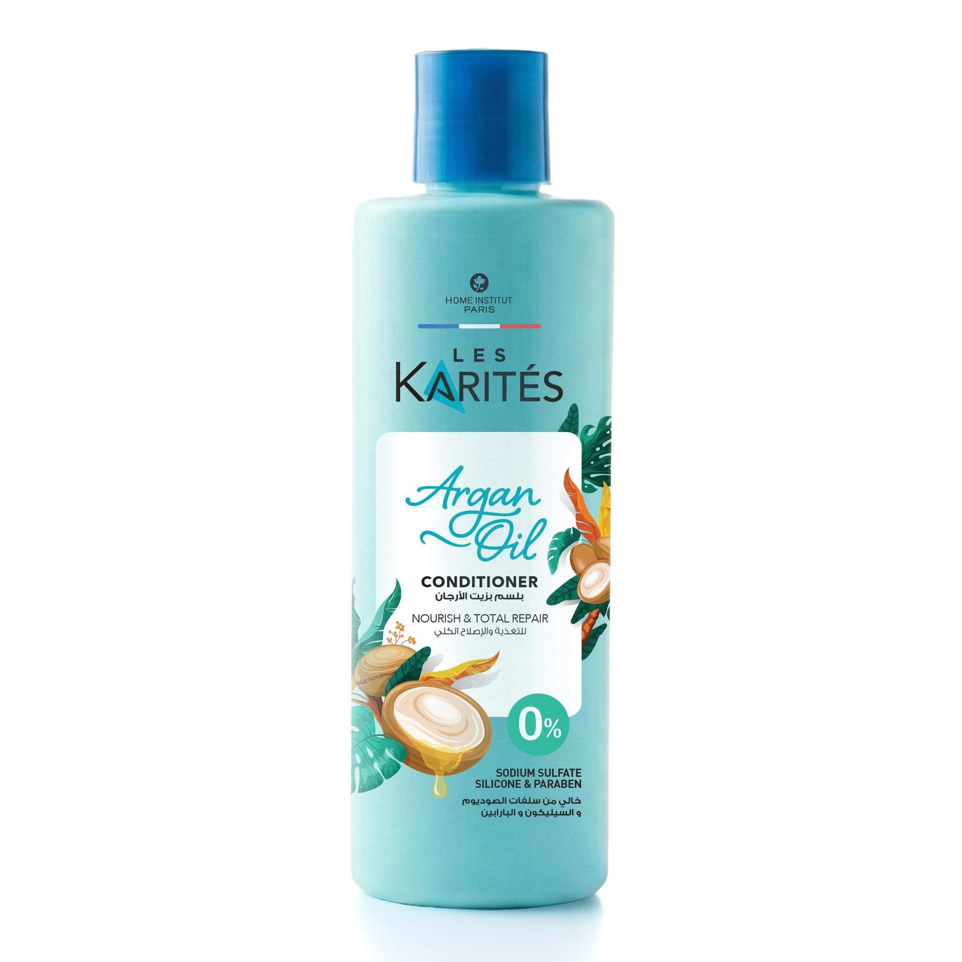 Les Karités Argan Oil Conditioner (400ml) - Nourish & Total Repair - Deep Conditioning with Argan, Shea & Avocado Oils - Silicone Free - Restores Natural Shine