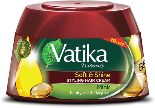 Vatika Naturals Mink Styling Hair Cream (190mL) | Nourishing Vatika Oils | Promotes Soft and Silky Hair | Moisturizes and Helps Dull, Dry and Frizzy Hair