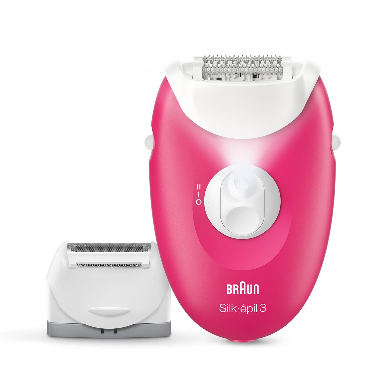 Braun Silk-épil 3 SE 3-032 Epilator, Removes Even Short Hairs From The Root, 20 MicroGrip Tweezers, Non-Stop Corded Epilator, Smart Light, Bikini Styler, Shaver Head, Trimmer Cap Included - Pink