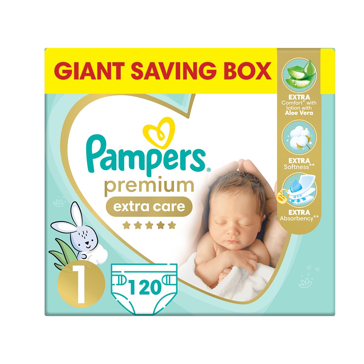 Pampers Premium Care Taped Case, Size 1, 120 Diapers