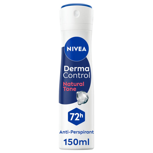 NIVEA Derma Control Natural Tone Anti-Perspirant Spray, 150ml, with Pure Hyaluron and Vitamin C, 72H Protection