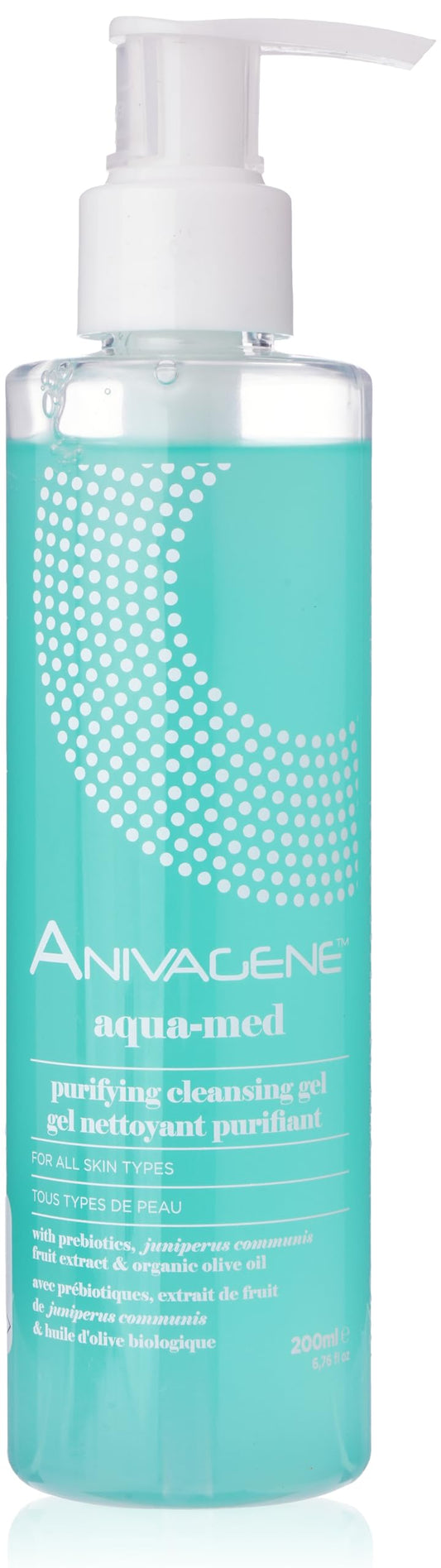 Anivagene Aqua-Med Purifying Gel 200ml: Gentle face cleanser for all skin types. Cleanses, balances & refreshes. For oily, acne-prone & sensitive skin. Soap-free, dermatologically tested