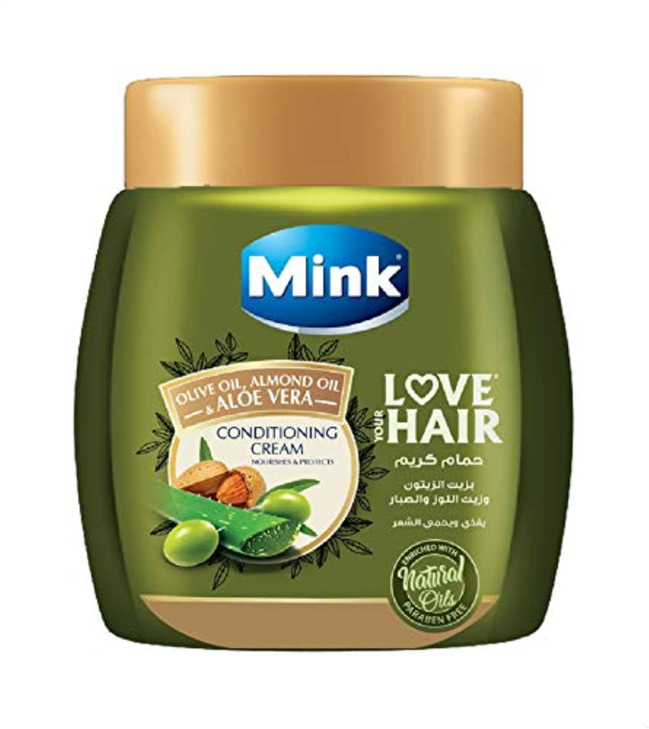 Mink Love Your Hair Conditioning Cream with Olive Oil, Almond Oil and Aloe Vera - 800 ml