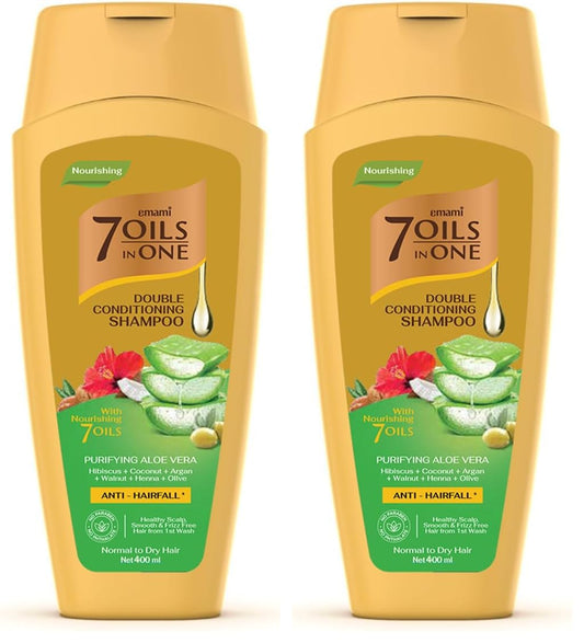 Emami 7 Oils in One Double Conditioning Shampoo Purifying Aloe Vera 400 ML (Pack of 2)