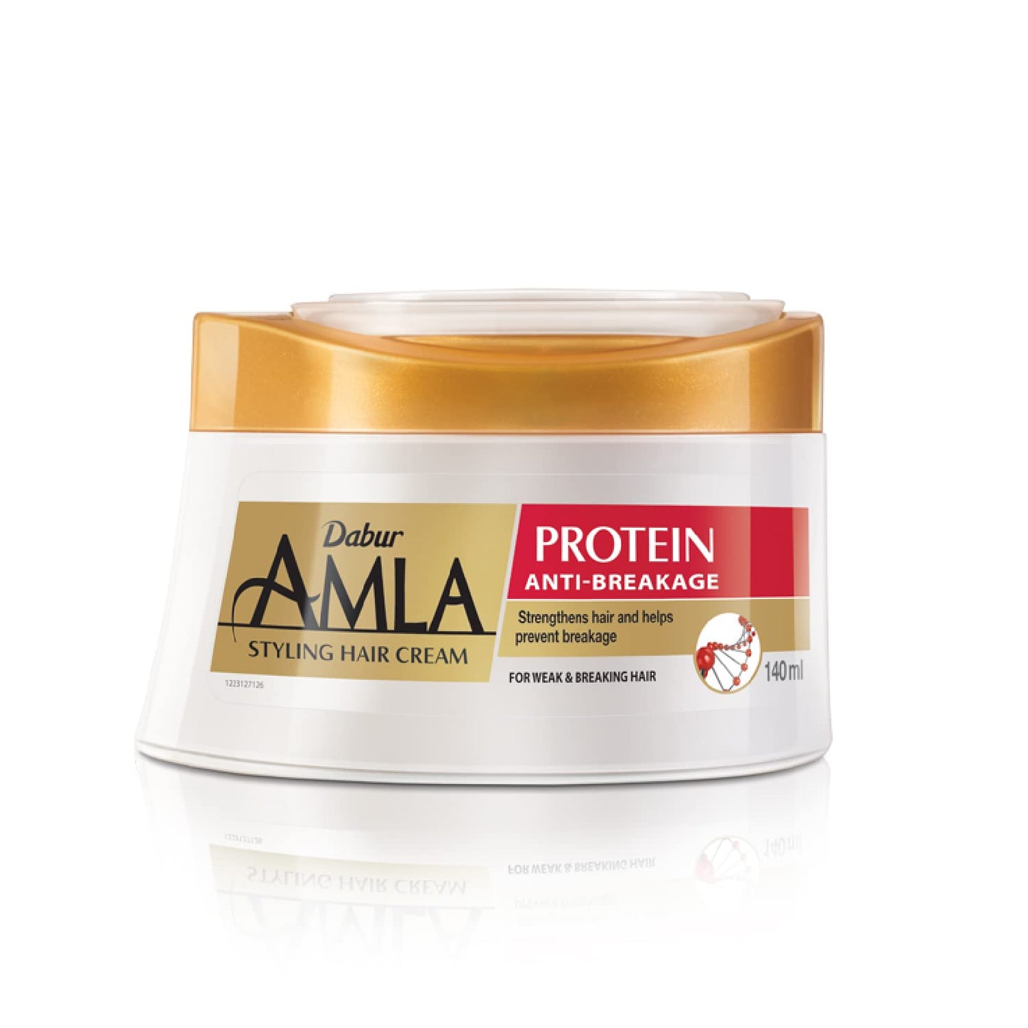 Dabur Amla Protein Styling Hair Cream (125mL) | Strengthens Hair and Prevents Breakage | Non-Sticky and Non-Greasy | 24-Hour Active Nourishment