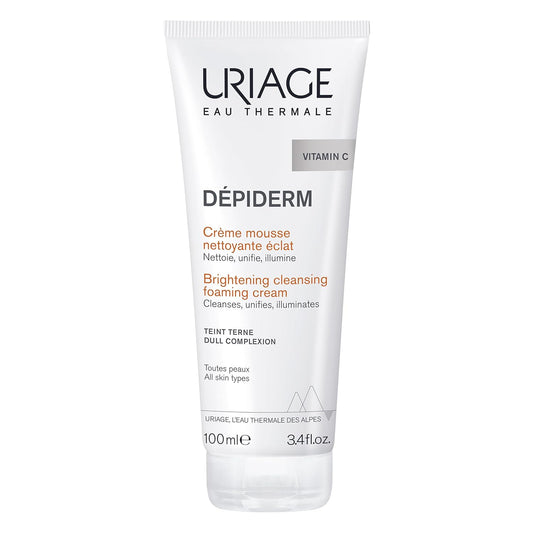 Uriage Dépiderm Brightening Cleansing Foaming Cream with Stabilized Vitamin C & Niacinamide -Dark Spot Correction & Prevention. Clean and Radiant Skin - Ultra-Creamy Light Foam Face Wash -Floral Scent