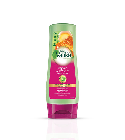 Vatika Naturals Repair and Restore Conditioner (360mL) | Natural Extracts of Honey and Egg | Repairs and Revitalises Damaged and Split Hair