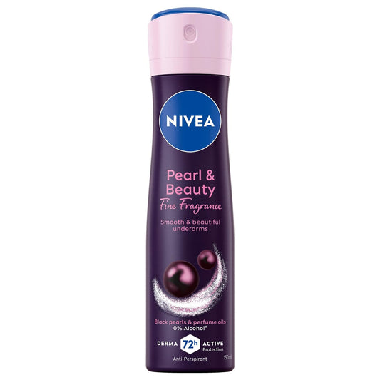 NIVEA Antiperspirant for Women, Pearl & Beauty, Black Pearl & Perfume Oils, Spray 150ml