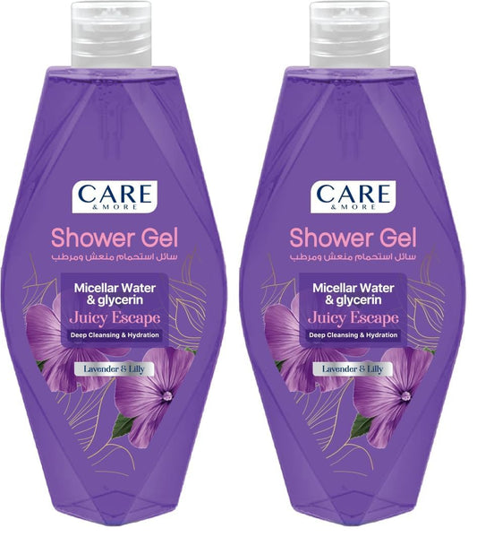 Care & More Lavender Micellar Shower Gel 500 ml (Pack of 2)