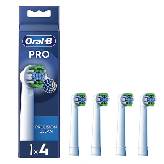 Oral-B Pro Precision Clean Electric Toothbrush Head, X-Shape And Angled Bristles for Deeper Plaque Removal, Pack of 4 Toothbrush Heads, White
