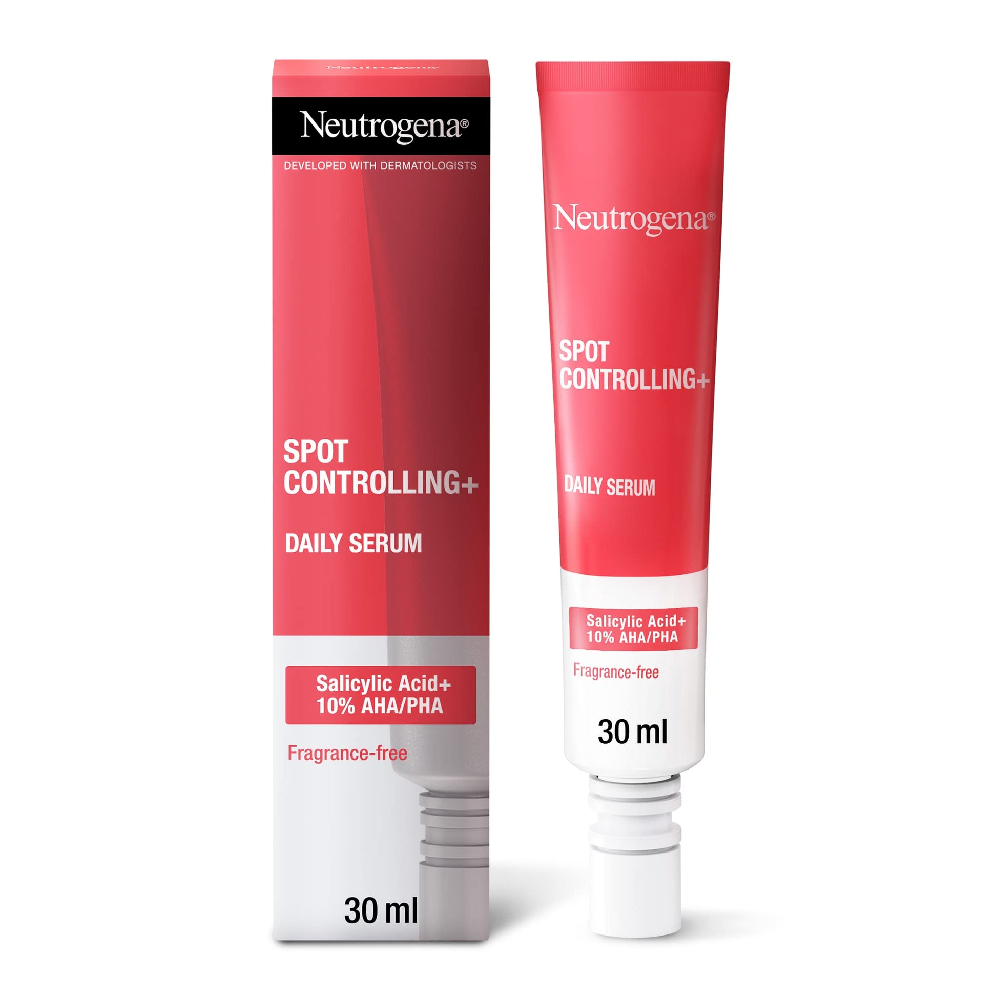 Neutrogena Spot Controlling+ Daily Brightening Serum, Active Formula Combines Skin Purifying Salicylic Acid and Glycolic Acid, 30ml