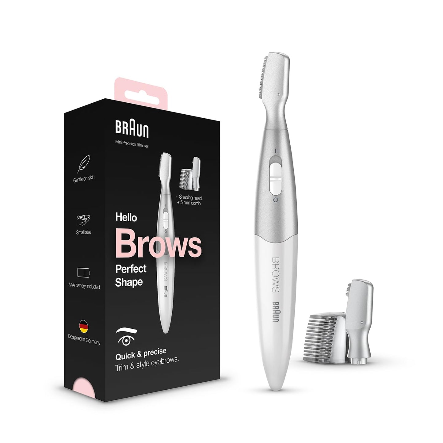 Braun Women's Eyebrow Trimmer, Precision Trimmer for Trimming/Styling/Shaping/Contour Adjustment, Hair Removal Face for Women, Eyebrow Trimmer, Travel, Gift Woman – FG1106