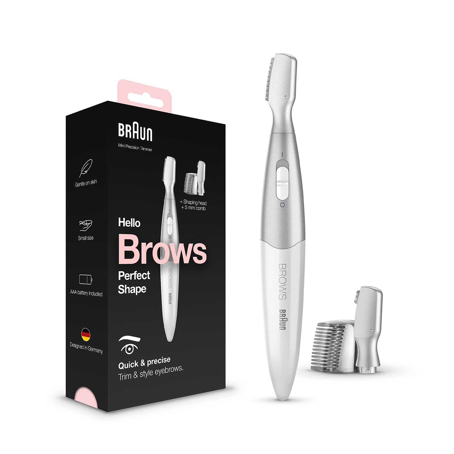 Braun Women's Eyebrow Trimmer, Precision Trimmer for Trimming/Styling/Shaping/Contour Adjustment, Hair Removal Face for Women, Eyebrow Trimmer, Travel, Gift Woman – FG1106