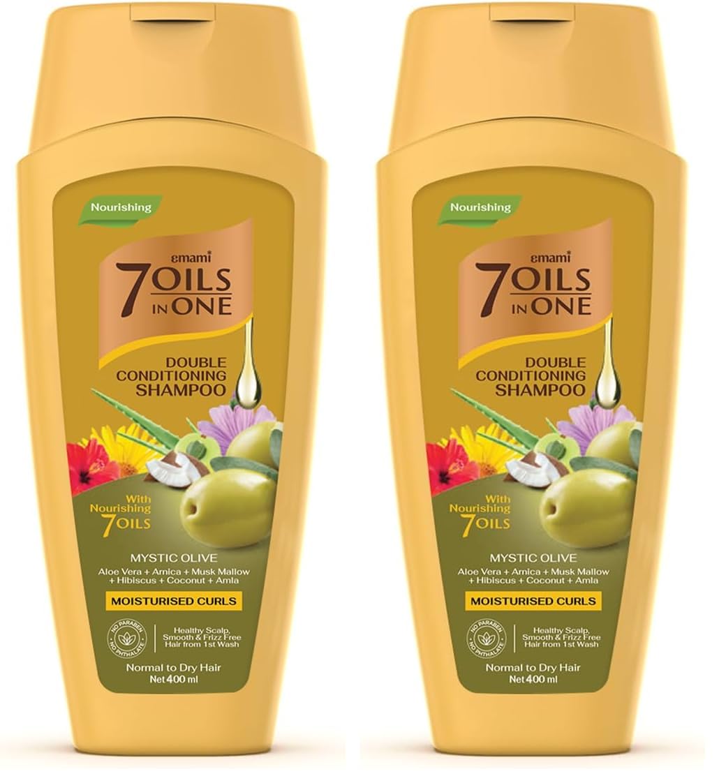Emami 7 Oils in One Double Conditioning Shampoo Mystic Olive 400 ML (Pack of 2)