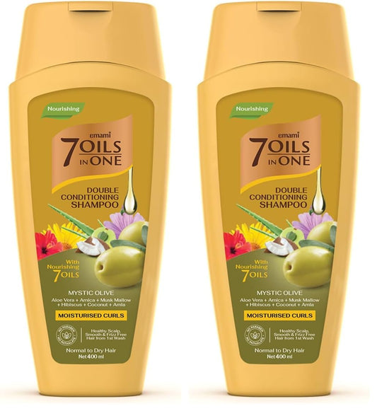 Emami 7 Oils in One Double Conditioning Shampoo Mystic Olive 400 ML (Pack of 2)