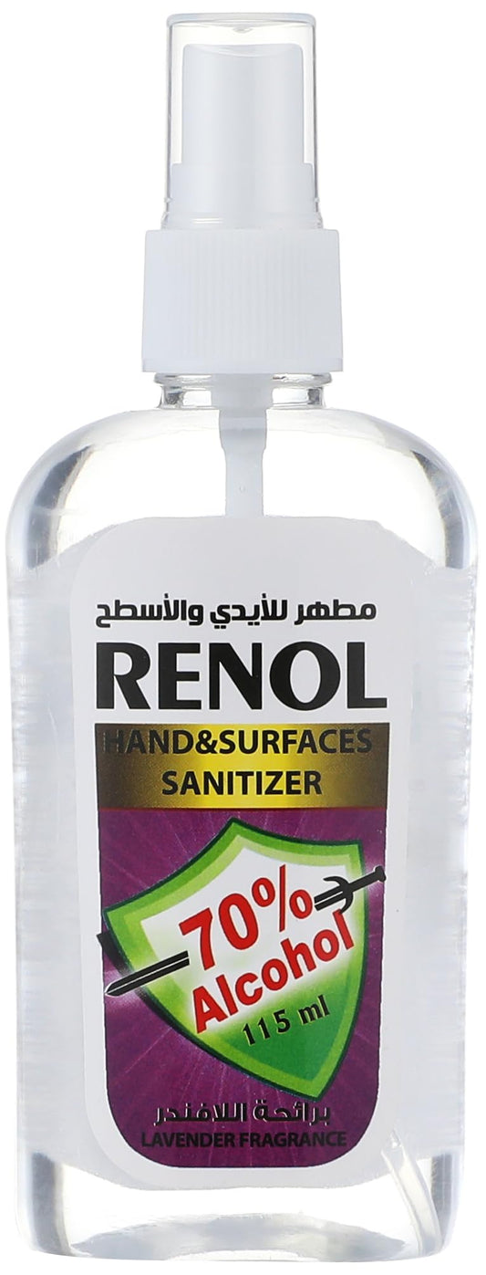 Renol alcohol sanitizer for hands and surfaces with lavender fragrance - 115 ml
