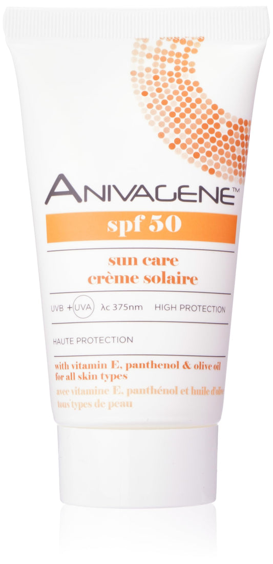 Anivagene SUN CARE SPF 50, 50ml. Broad Spectrum UVA/UVB Protection. Lightweight Daily Facial Sunscreen for Sensitive Skin. Non-Greasy, Hydrating, Antioxidant-Rich. Ideal for All Skin Types