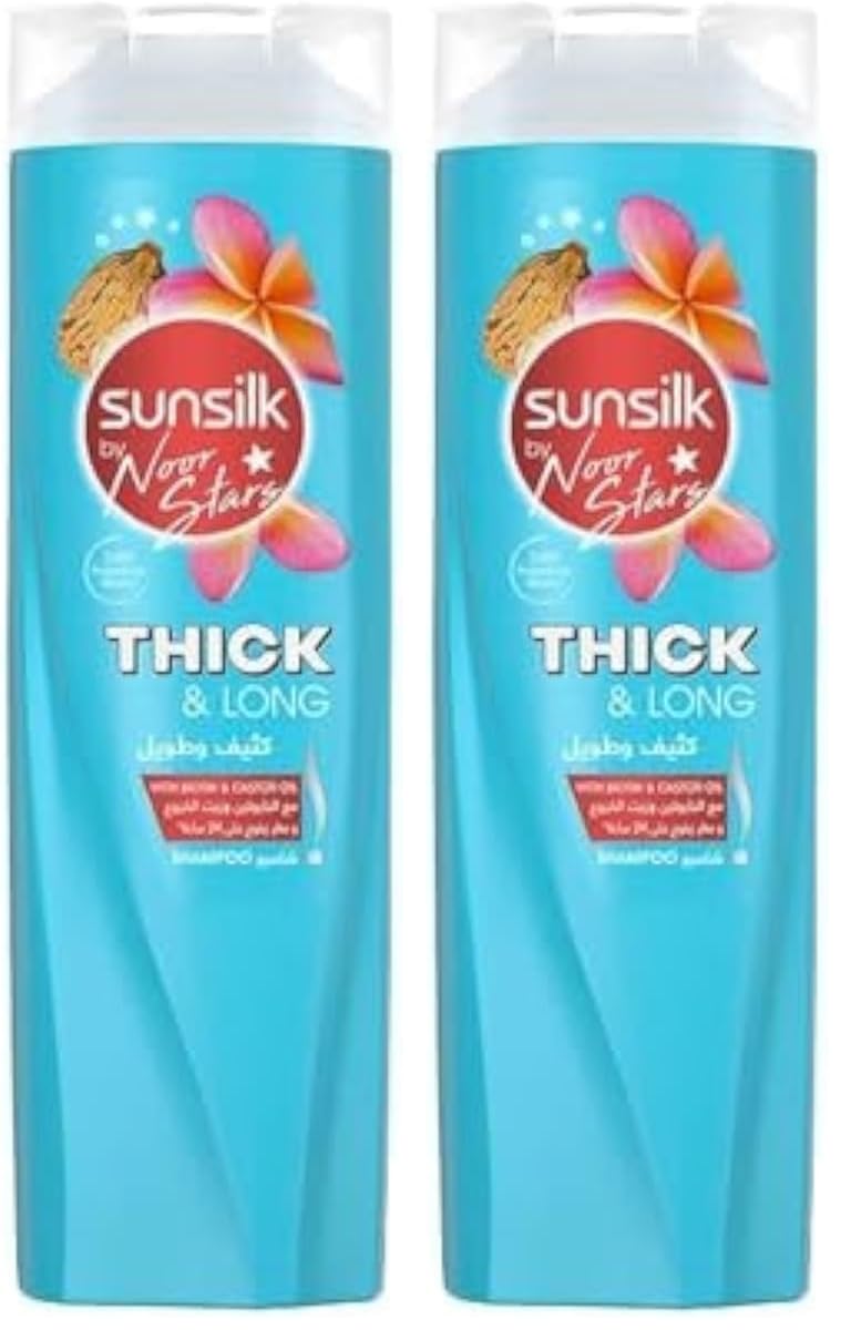Sunsilk Shampoo Biotin & Castor oil for thick and long hair 600ML (Pack of 2)