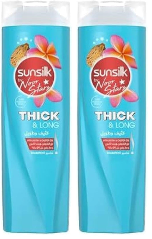 Sunsilk Shampoo Biotin & Castor oil for thick and long hair 600ML (Pack of 2)