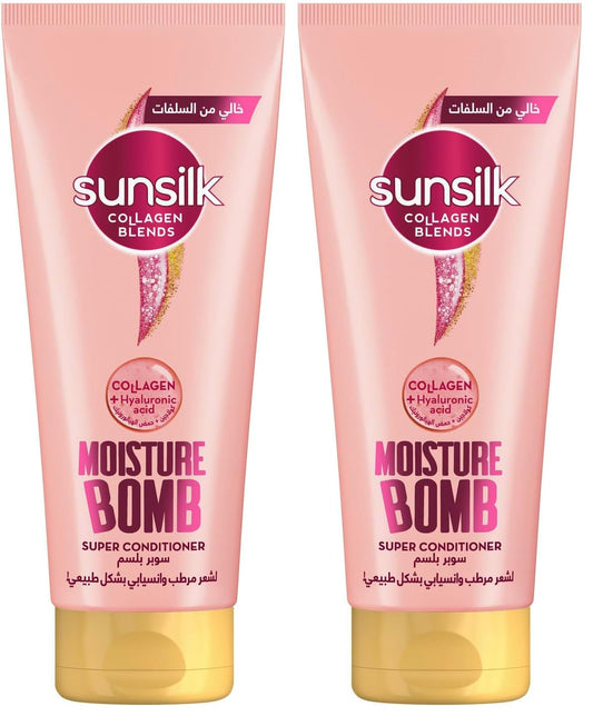 Sunsilk Collagen Blends sulfate free Super Conditioner, Moisture Bomb with Collagen & Hyaluronic acid, for instant hydration & 72 hr frizz control, 170 ml (Pack of 2)