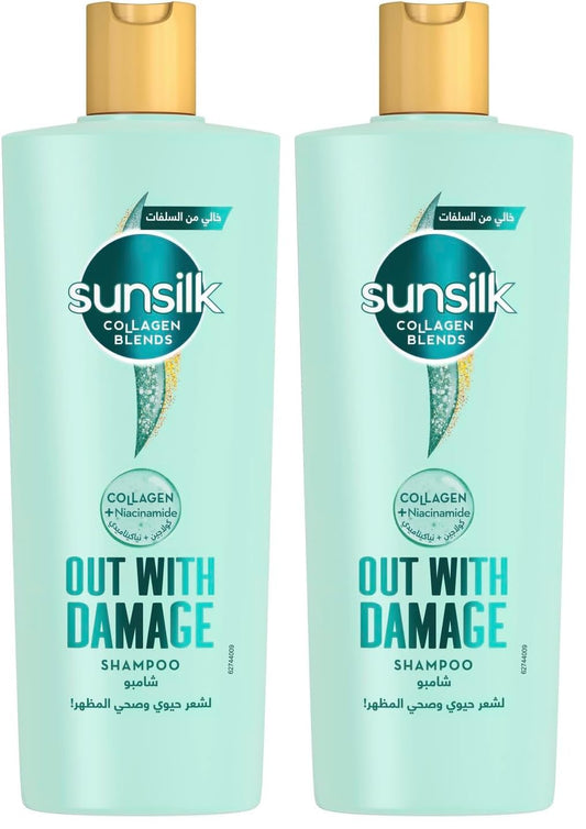 Sunsilk Collagen Blends sulfate free Shampoo, Out with Damage, with Collagen & Niacinamide, for hair nourishment & repair, 350ml (Pack of 2)