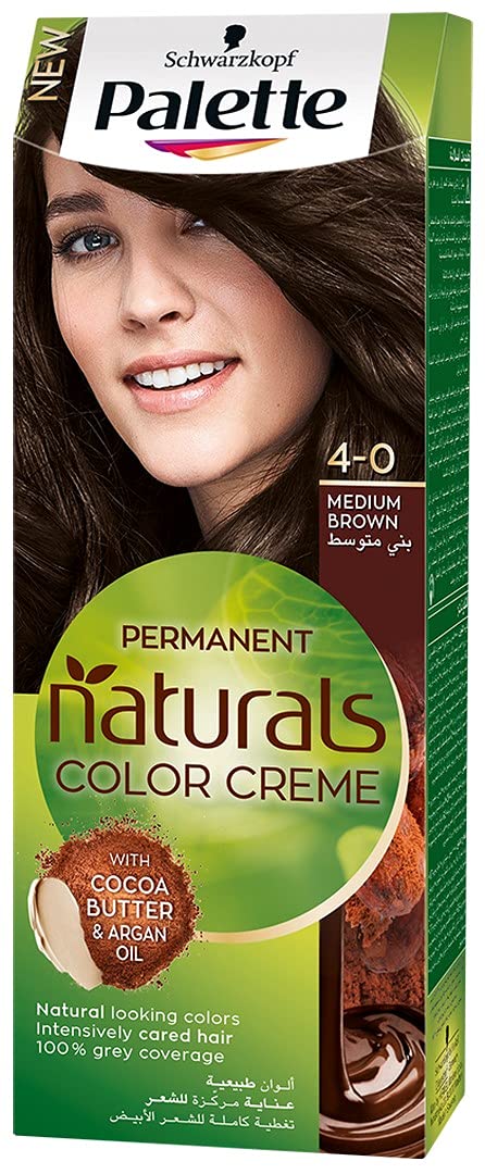 Schwarzkopf Palette Permanent Naturals Color Cream, 4-0 Medium Brown - 50 ml