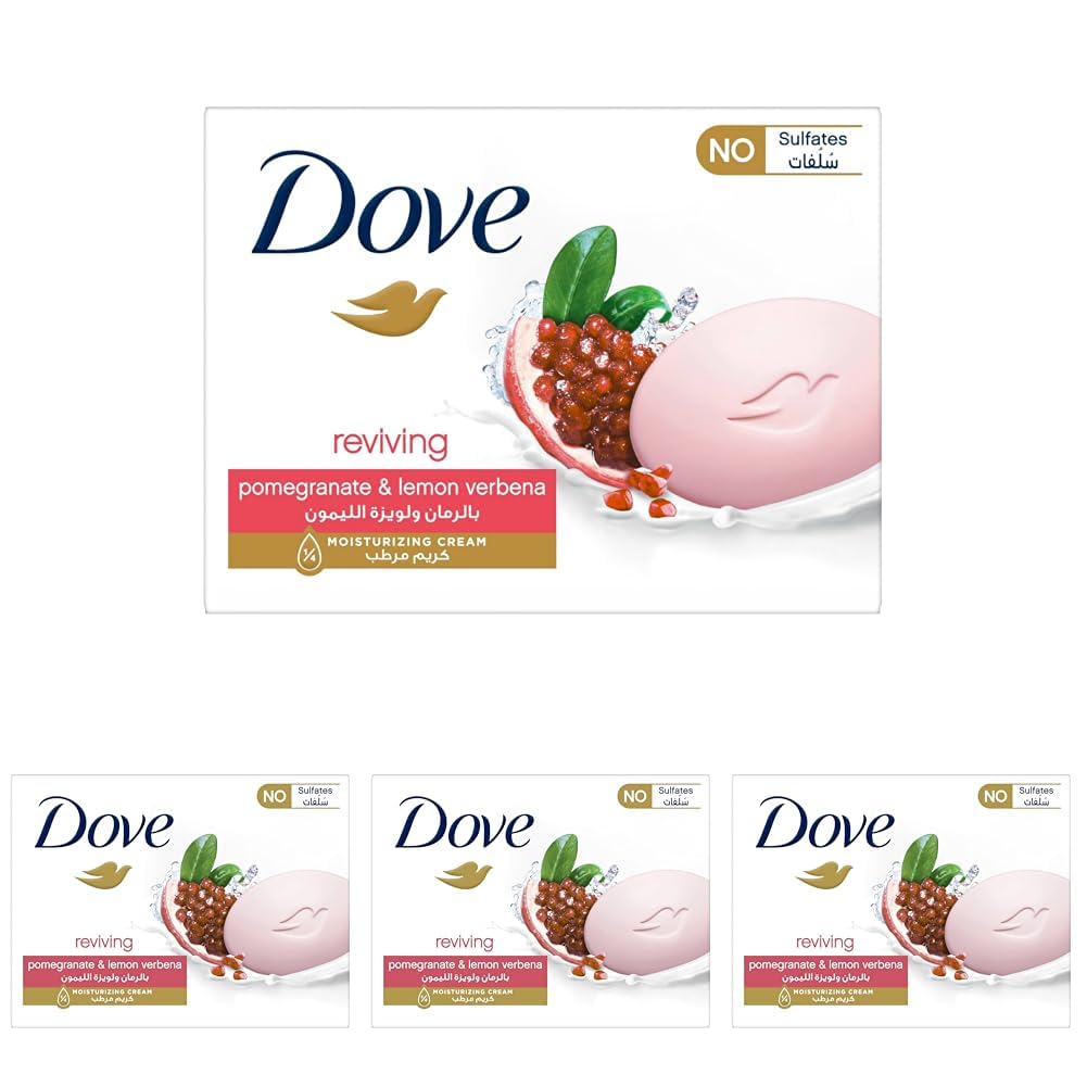 Dove Bar soap Reviving with Pomegranate, nourishes skin 1⁄4 moisturizing cream, 90G (Pack of 4)