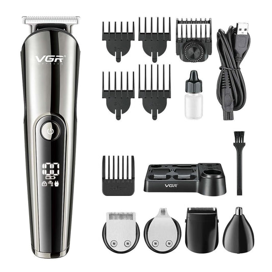 VGR V-107 Professional 11in1 IPX6 Washable Grooming Kit Trimmer for Men, 150 min Runtime (Silver, Black)