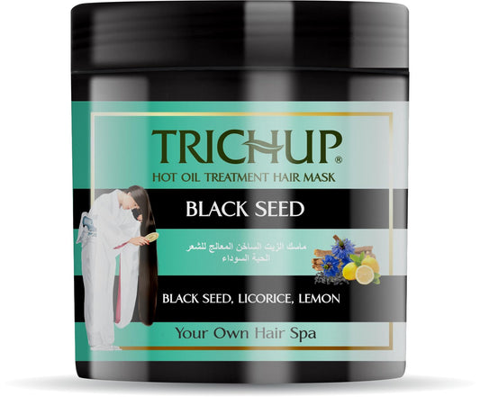 Trichup Black Seed Hot Oil Treatment Hair Mask (450ml) – Enriched with Black Seed Oil, Licorice & Lemon For Intensive Restoration & Damage Protection – Intensive Conditioning for Healthy & Strong Hair