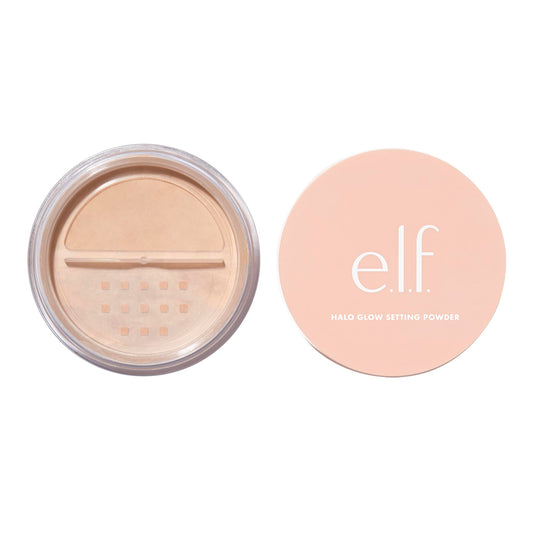 e.l.f. Halo Glow Setting Powder, Silky, Weightless, Blurring, Smooths, Minimizes Pores and Fine Lines, Creates Soft Focus Effect, Medium, Semi-Matte Finish 6.8g