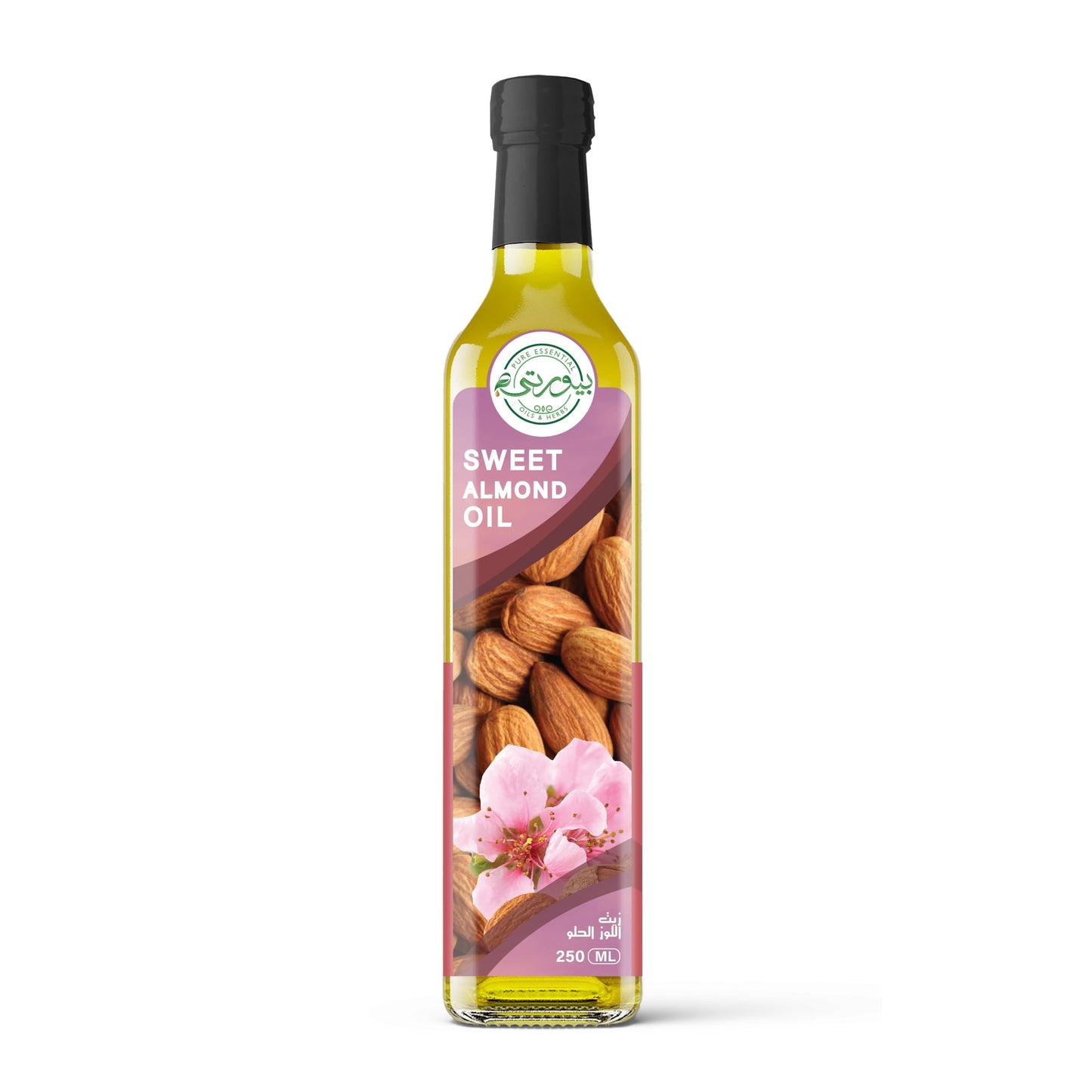 Purity- بيورتي Sweet Almond Oil Unrefined Cold Pressed, 100% Pure & Natural, Perfect for Aromatherapy, Massage, Skincare & Haircare, 250 ML