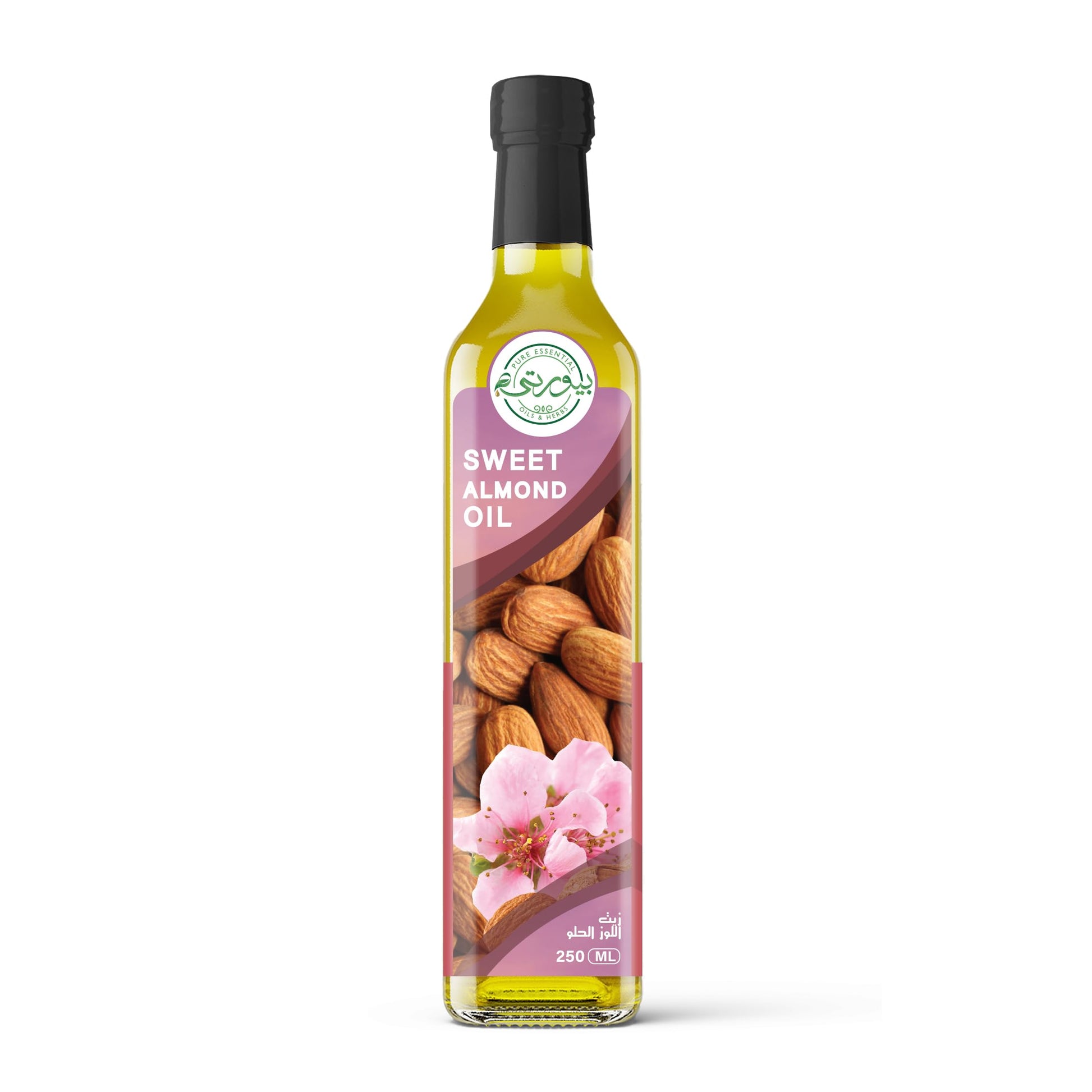 Purity- بيورتي Sweet Almond Oil Unrefined Cold Pressed, 100% Pure & Natural, Perfect for Aromatherapy, Massage, Skincare & Haircare, 250 ML