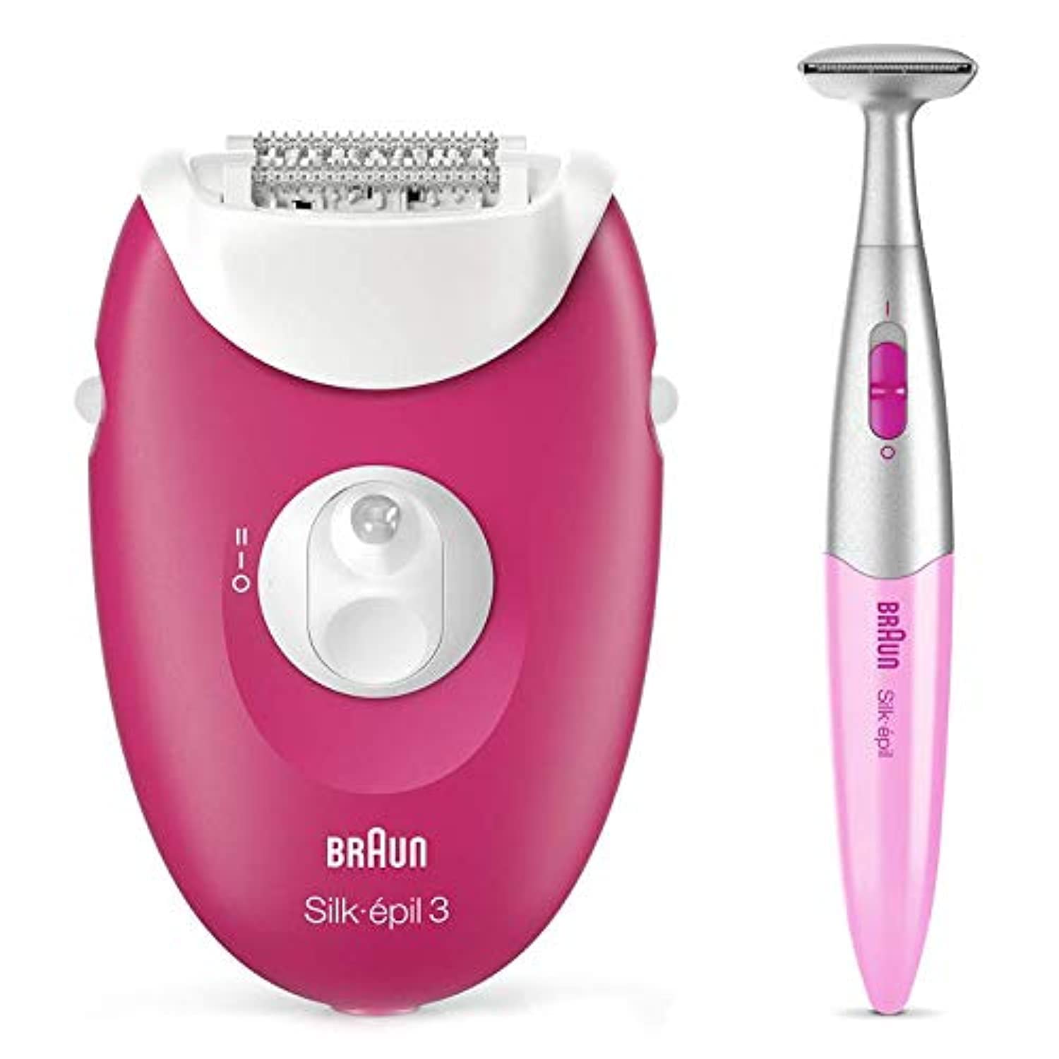 Braun Silk epil 3 3-420 epilator Raspberry Pink - Corded epilator with 2 extras - including a Bikini Trimmer